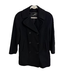Saks Fifth Avenue Pea Coat Womens Medium Black Cashmere Wool Jacket Vintage